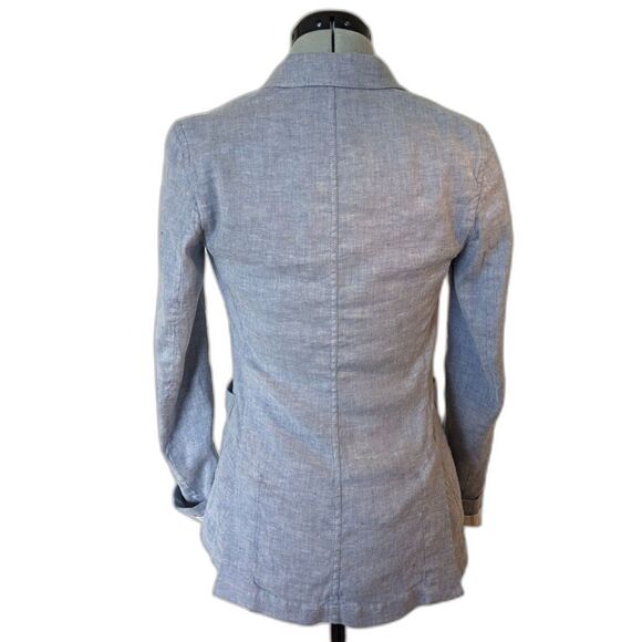 THEORY "Minou T" Linen Blend Baby Blue Three Button Blazer with Pockets, Size 0 - Picture 3 of 10